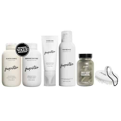 Jupiter Anti Dandruff & Hydrating Bundle - Shampoo, Conditioner, Serum, Mask, Essential Capsules, & Scrubber for Flaky, Itchy, Oily & Dry Scalp - Nourishes Scalp and Reduces Flakes