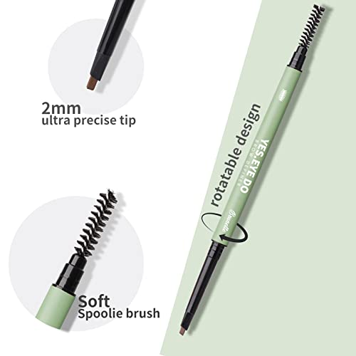 Grey Eyebrow Pencil for Older Women Soft, Ultra Slim Gray Eyebrow Pencil for Women, Double Head Brow Pen for Natural Look, Long Lasting, Sweatproof, Grey, YES.EYE DO