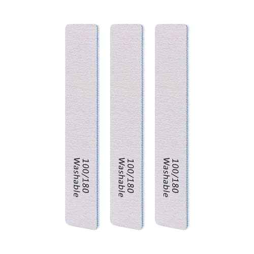 3PCS Professional Reusable Double-Sided 100/180 Grit Blue Nail File