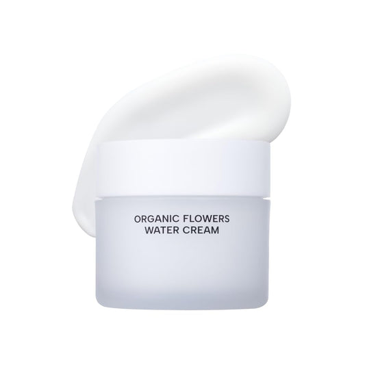 Whamisa Organic Flowers Water Cream, 95.2% Organic, Waterless Formula, Fermented Postbiotic for Deep Hydration & Soothing, Moisturizing (50ml)