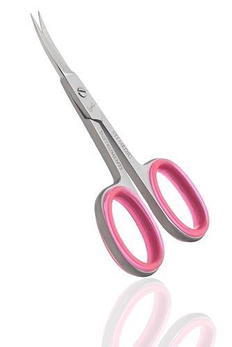 Stemedic Instruments Curved Nail & Eyebrow Scissors Silver with Pink Ring