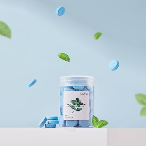 NOVAL Blue Mint Pedicure Spa Tablets - Foot Soak for Pedicure Bowls, 50 Ct