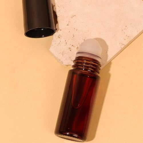 2 Pack Large Amber Glass Roller Bottles with Funnel - 30ml