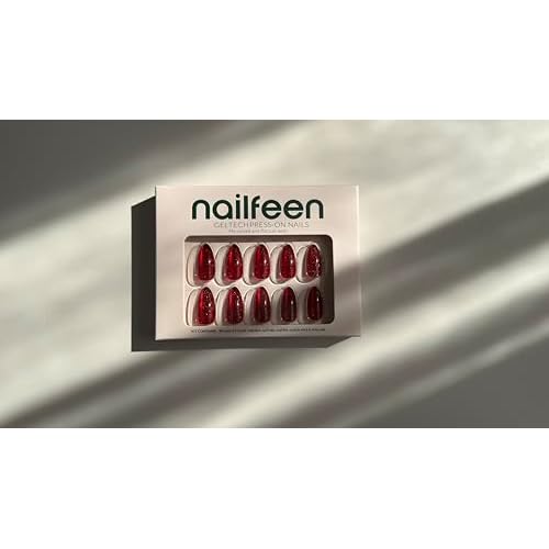 GelTech¢â Press-On Nails - "That Girl" | Red Jelly Cateye | Medium Almond, Soft Gel Nails | 30 Nails in 15 Sizes