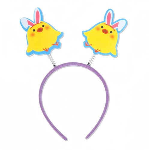 HIFANMM Easter Headbands Chick Hair Bands for Women Girls Kids, Cute Bunny Ears Chicken Hair Accessories Easter Day Decoration Headdress Party Supplies Gift Hair Hoop 1 Pcs