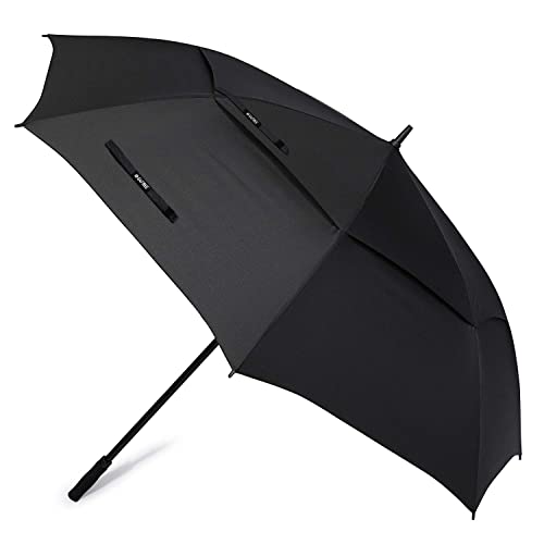 G4Free 72 Inch Automatic Open Golf Umbrella Extra Large Oversize Double Canopy Vented Windproof Waterproof Stick Umbrellas (Carbon black)