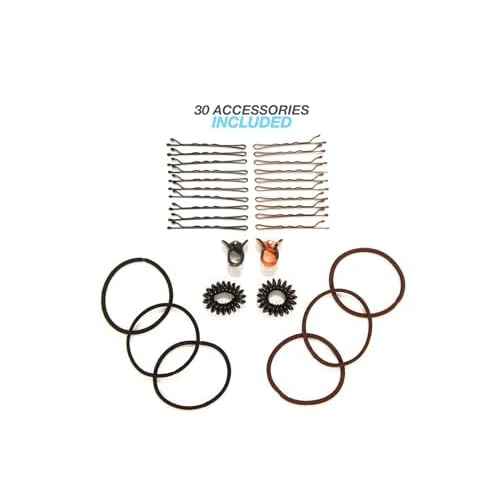 PAK Travel Hair Brush with 30 Hair Accessories for Girls Included - Built in Strorage - Boar And Nylon Bristle - Anti-Static Paddle Travel Brush by BeautyHak