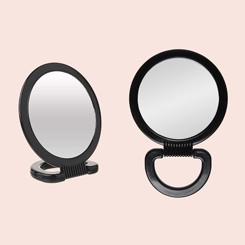 Diane Hand Mirror ? Double-Sided 1X and 3X Magnification, Lightweight Portable Handheld Mirror with Handle, Ideal for Makeup, Shaving, & Everyday Beauty, Compact Size for Travel & Gym ? 6" Diameter