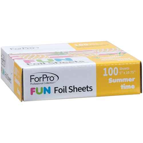 ForPro FUN Summertime 5" Foil Sheets, Aluminum Hair Foils for Color Application and Highlighting Services, Food Safe, Pop-Up Dispenser, 5¡± W x 10.75¡± L, 100-Count