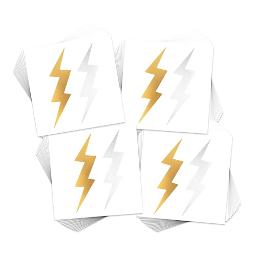 Metallic Lightning Bolt Temporary Tattoos / 48-Pack/Sparkling Silver & Gold