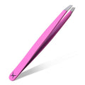 Slanted Stainless Steel Tweezers for Men & Women - Precision Eyebrow Tweezers for Facial Hairs, Strong Grip, Fine Tip, Professional Tweezer for Plucking & Grooming (Pink)
