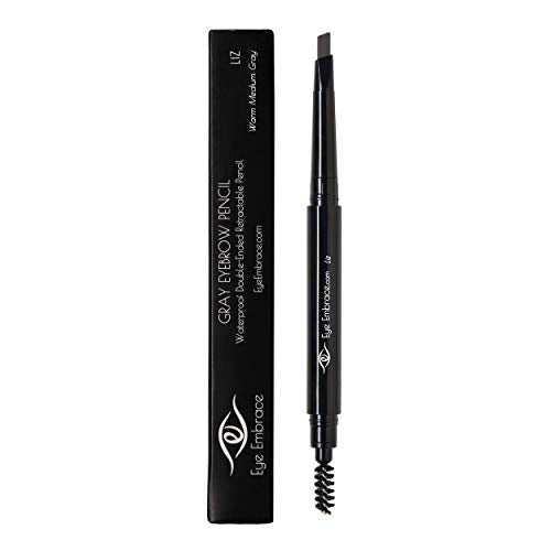 Eye Embrace Liz Warm Medium Gray Eyebrow Pencils Bundle - Liz Classic wooden pencil & Liz diamond wedge pencil - Waterproof, Cruelty-Free