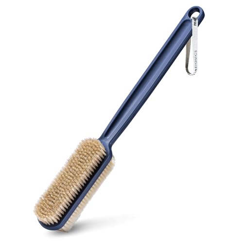 MainBasics Blue Dual Sided Shower Brush with Long Handle - Back Scrubber