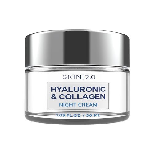 Skin 2.0 Hyaluronic Acid and Collagen Face Moisturizer - Long-lasting Hydration & Moisture, Anti-aging, Skin Firming Night Cream - Cruelty Free Korean Skin Care For All Skin Types - 1.69 Fl. oz