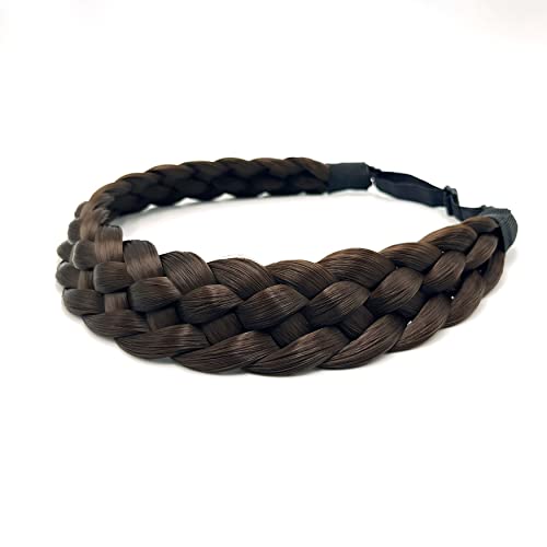 TOECWEGR 5 Strands Synthetic Hair Braided Headband Hairpiece Classic Chunky Wide Plaited Braids ElasticMulti Color Headband Ladies Beauty Hair Accessories …