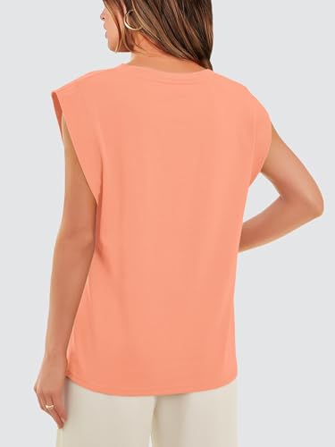 WIHOLL Womens T Shirt Basic Tee Soft Cap Sleeve Tank Tops Trendy Summer Outfits Fashion Clothes 2024 Light Coral S