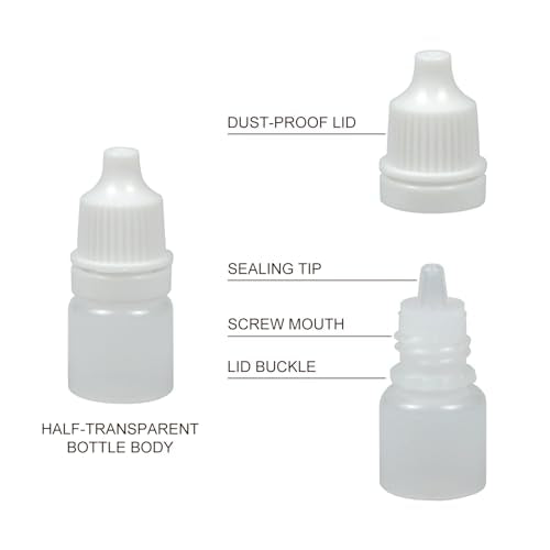 Clear 3ML Eye Dropper Bottles 2 Pack - Squeezable Refillable Travel Containers for Essential Oils & Liquids