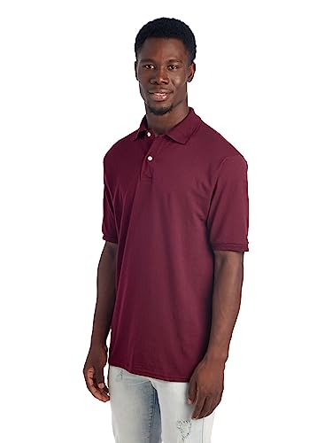 Jerzees Men's SpotShield 2 Button Rib Knit Polo Shirt_S_Maroon