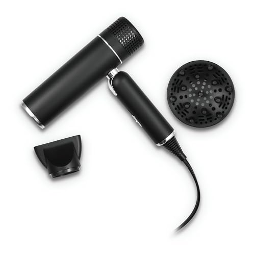 StyleCraft Ace Foldable Lightweight Hair Dryer with Powerful Motor with Diffuser and Concentrator Nozzle