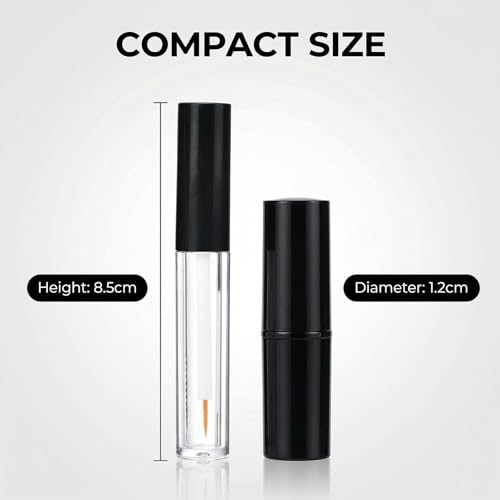 6PCS 2ML Empty Plastic Clear Eyeliner Packing Vial Bottle Jars Eyelash Extension Liquid Storage Holder Container Eyelashes Mascara Tube with Black Cap