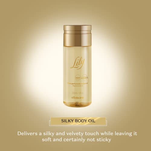 O BOTICARIO Lily Luxury Moisturizing Bundle: Satin Hydrating Body Cream (8.8 oz) & Scented Body Oil (5 oz)