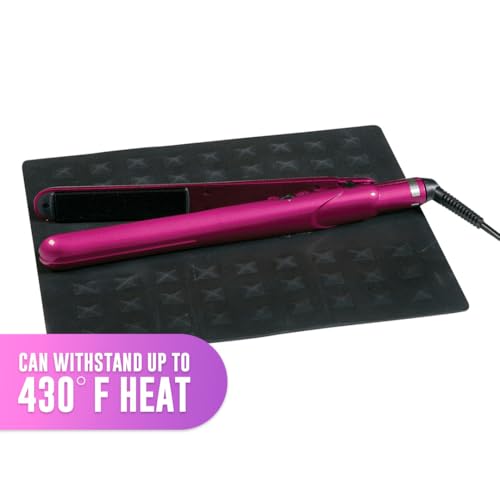Colortrak Heat-Resistant Styling Station Mat, Silicone Mat Prevents Work Surfaces from Heat Damage of Styling Tools, Prevent Tool from Falling or Slipping, Black, 9 x 11 inches (Pack of 2)