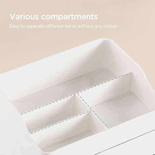HBlife Makeup Organizer with 2 Drawers - White Acrylic Cosmetics Storage