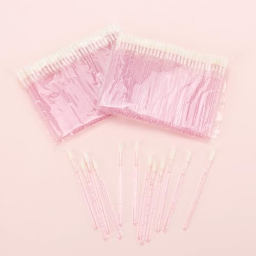 200 Disposable Lip Applicators Brushes Pink Wands