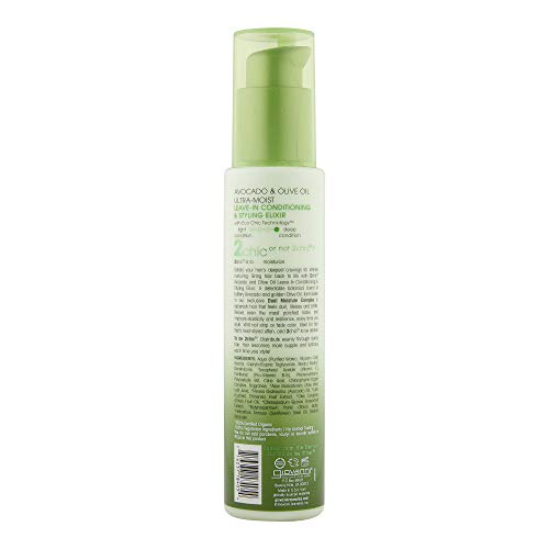 GIOVANNI 2chic Ultra-Moist Leave-In Conditioning Styling Elixir - Smoothes Frizz Prevents Breakage, For Dry & Damaged Hair, Avocado & Olive Oil, Enriched with Aloe Vera, Shea Butter - 4 fl oz