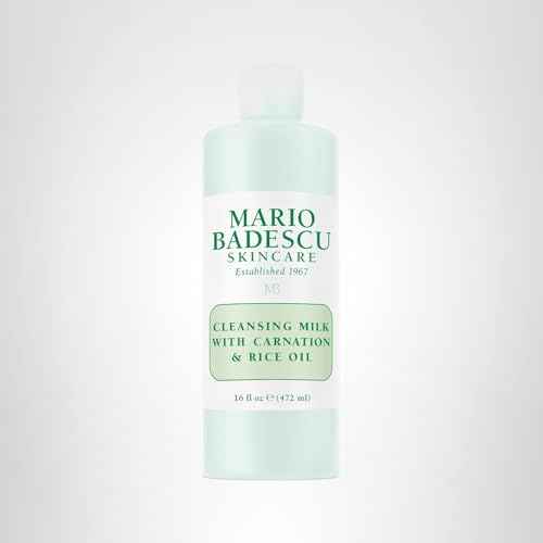 Mario Badescu Cleansing Milk with Carnation, Rice Oil & Vitamin E - No Rinse Liquid Makeup Remover Cleanser with Milky Formula For Skin Care and Gentle Cleansing Experience, 16 Fl Oz
