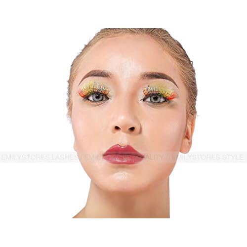 EMILYSTORES Pride Rainbow Wing Costume Eye Lashes For Halloween, Dramatic Eyelashes, Party Show, Cosplay, 1 Pair