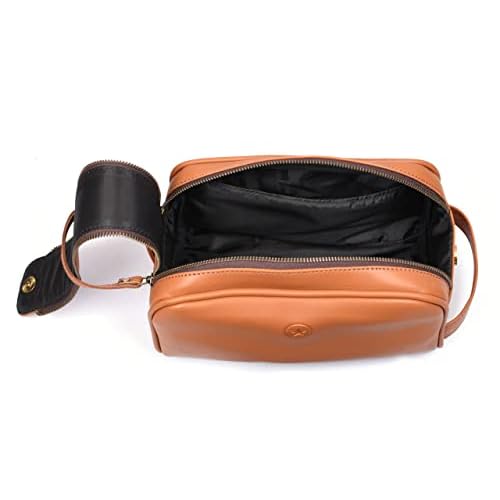 Leather Toiletry Travel Pouch Faux Leather Waterproof Dopp Kit By Aaron Leather Goods