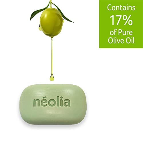 Neolia Olive Oil Soap Bar (8 Pack): Gentle Green Bar Cleanser Made with Organic Italian Extra Virgin Olive Oil & Aloe. Ideal Natural Soap for Dry Skin. Gentle Natural Cleanser for Sensitive Skin.