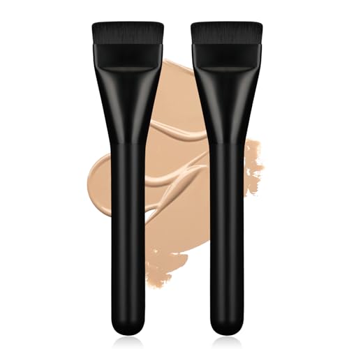 Flat Foundation Brush Set - 2 Pcs Premium Makeup Brushes