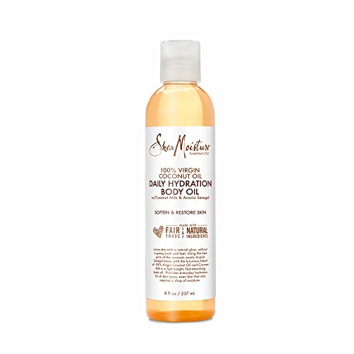 SheaMoisture Daily Hydration Body Oil Virgin Coconut Oil For Dry Skin Paraben Free 8 oz & Bath, Body and Massage Oil Lavender Wild Orchid Calming Moisturizer for Sensitive Skin 8 oz