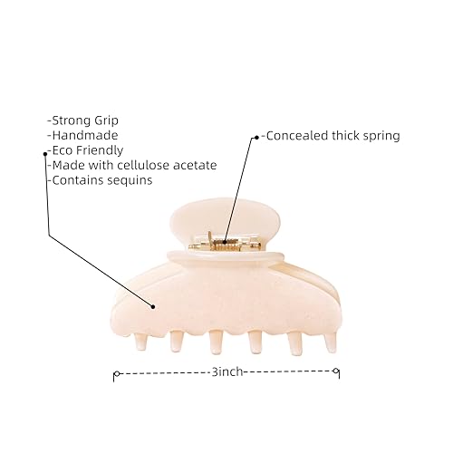 Apricot Acetate Claw Clips 3-Inch for Fine & Thick Hair