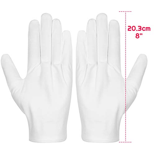 Selizo White Cotton Gloves for Eczema & Dry Hands - 3 Pairs Reusable