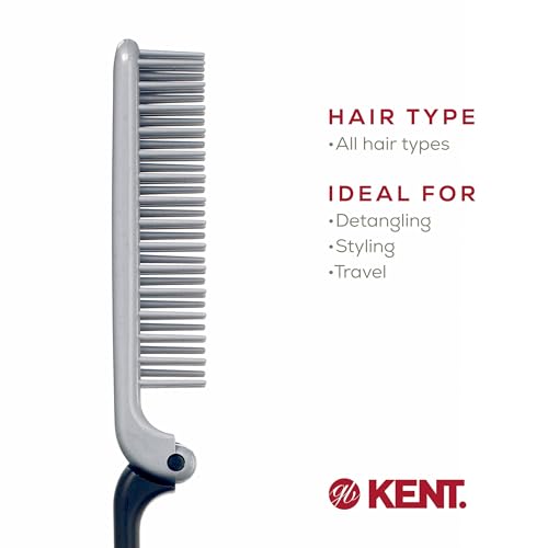 Kent KFM4 Anti-Static Hair Brush for Men - Folding Mini Hairbrush for Frizz-Free Styling and Daily Grooming, Made in England