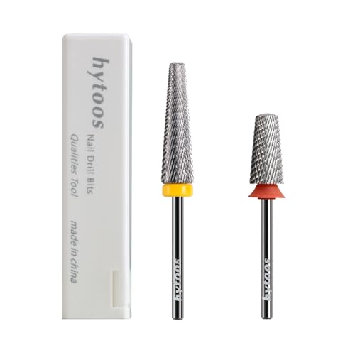 5 in 1 Nail Drill Bits, Fine Safety Tapered Carbide Drill Bits for Nails, 3/32 Electric Manicure Drills Accessories Removal Gel, 2Pcs
