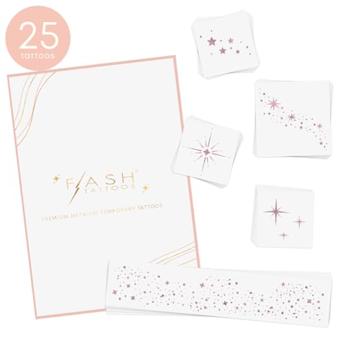Flash Tattoos Starlight Pink temporary tattoos | 25 temporary tattoos | Premium waterproof metallic pink glitter face Flash Tattoos | Face Sparkle, Face Glitter| Tattoo Freckles