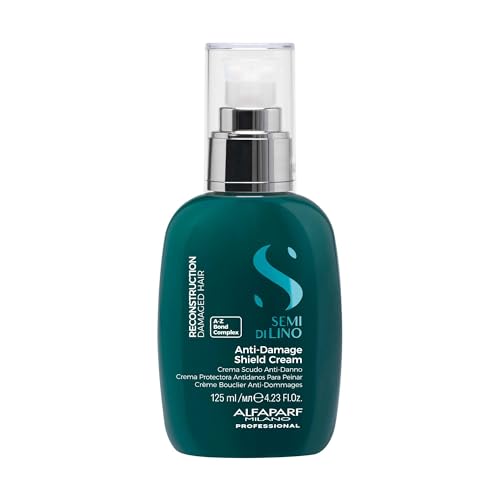 Alfaparf Milano Semi di Lino Reconstruction Bond Repair Hair Treatment Cream for Damaged Hair - Thermal Protector - Hair Breakage Repair Shield Leave-In - Vegan (4.23 oz)