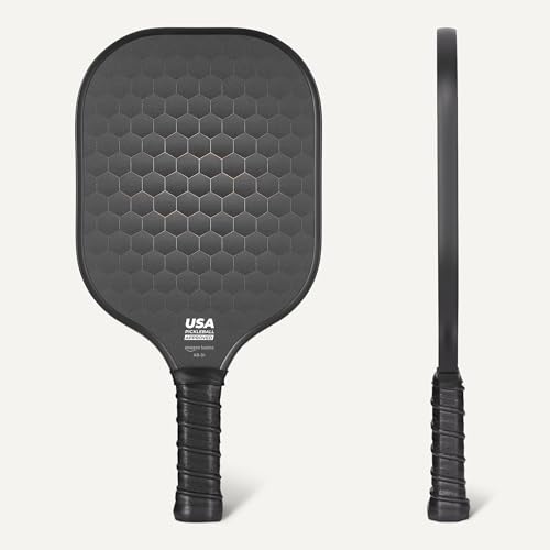 Amazon Basics Black Pickleball Paddle Set with 4 Balls & Carry Bag - USAPA Approved, Lightweight Carbon Fiber Rackets