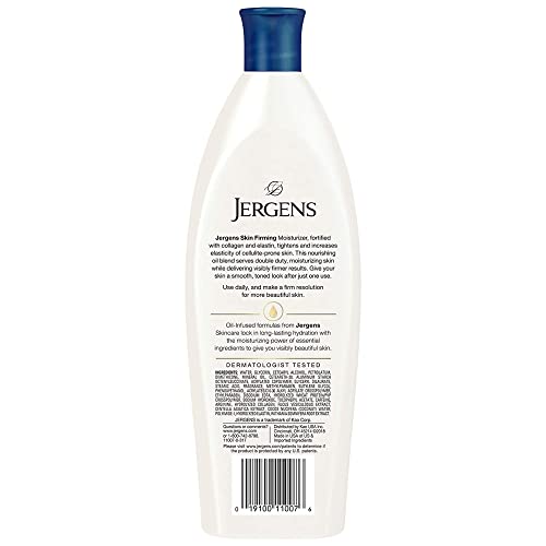 Jergens Skin Firming Body Lotion, Dry Skin Moisturizer with Collagen and Elastin, Deep Moisture, Dermatologist Tested, White 8 Ounces (Pk of 2)