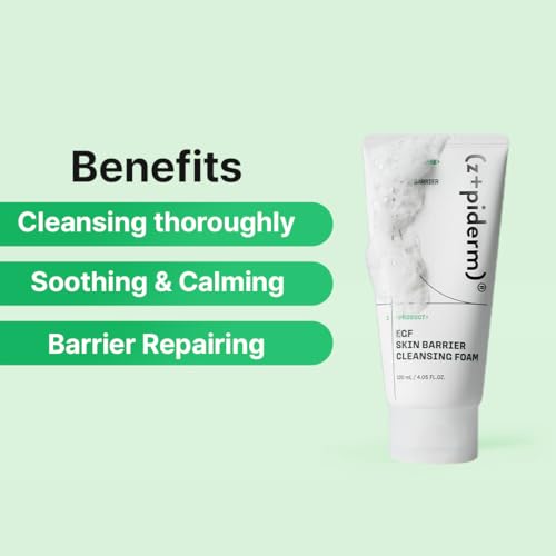Zipiderm EGF Deep Cleansing Foam ? Korean Gentle Facial Cleanser with EGF for Sensitive & Acne-Prone Skin, Double Cleansing K-Beauty Foam that Supports Skin Barrier & Smooth Texture, 4.05 fl oz