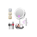 Auxmir 9" Large Lighted Makeup Mirror with Magnification, 1X/30X Double Sided Magnifying Mirror with Adjustable Height, Rechargeable Vanity Mirror with 3 Color Dimmable Lights, 360¡Æ Rotation