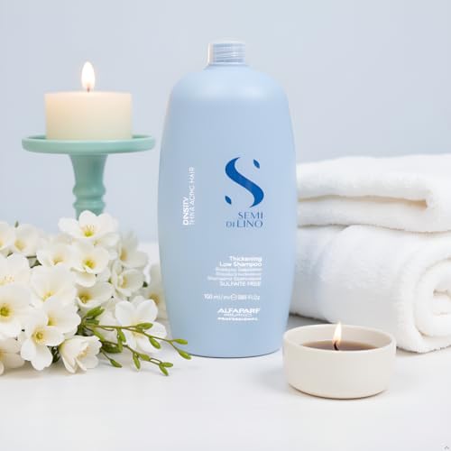 Alfaparf Milano Semi Di Lino Density Shampoo - Sulfate-Free Hair Thickening Formula - Gentle Cleanser with Filler Complex - Protects & Hydrates for Long-Lasting Color (33.8 Fl Oz)