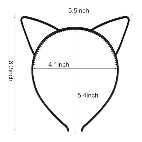 25Pcs Cat Ears Headbands for Women Black Plastic Kitty Hairbands Cat Ear Hair Hoops Halloween Decorations Hair Accessories for Women Favor for Party Costume Daily Wearing