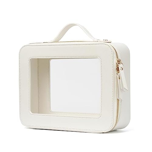 Popvibe Clear Makeup Bag Travel Cosmetic Case Transparent Toiletry Bag with Zipper, Portable Make Up Organizer Traveling Compact Car Bag for Essentials