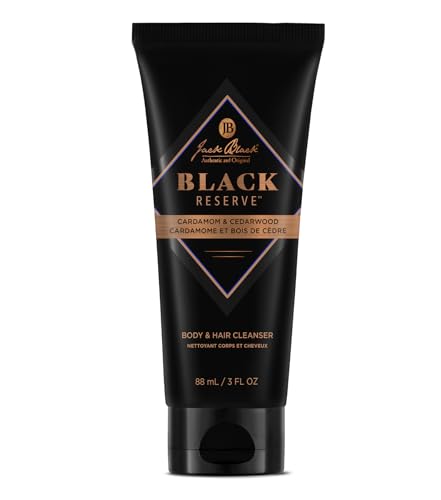 Jack Black - Black Reserve Body & Hair Cleanser, 3 Fl Oz – Cardamom & Cedarwood - Men’s Body Wash, Shampoo Haircare, Dual-Purpose Men’s Cleanser, Sulfate-Free