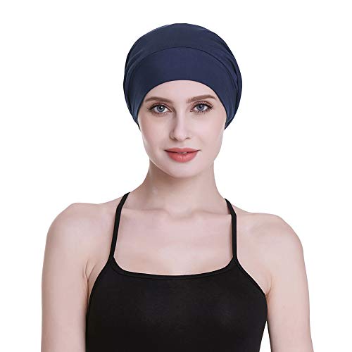 Silk Satin Lined Sleep Cap,Inner 19MM 100% Mulberry Silk Outer Viscose Nature Breathable for Hair